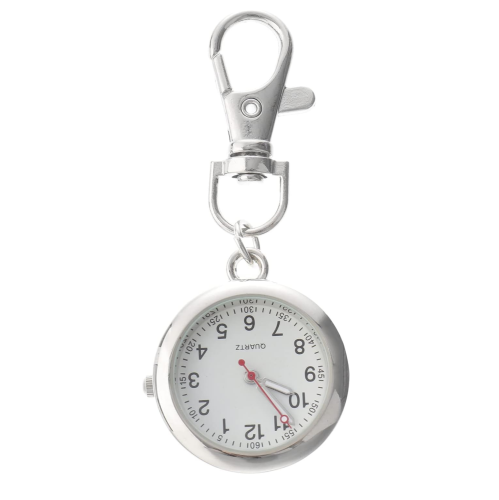 1pc Fob Watch Nurses Watch Simple Metal Nurses Fob Watch Quartz Pocket Watch with Key Buckle Delicate Watch