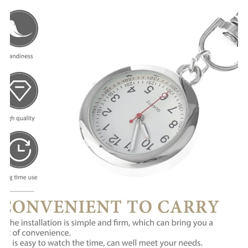1pc Fob Watch Nurses Watch Simple Metal Nurses Fob Watch Quartz Pocket Watch with Key Buckle Delicate Watch