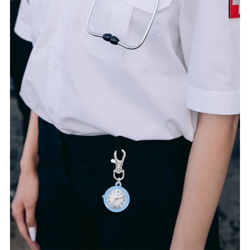 1pc Fob Watch Nurses Watch Simple Metal Nurses Fob Watch Quartz Pocket Watch with Key Buckle Delicate Watch