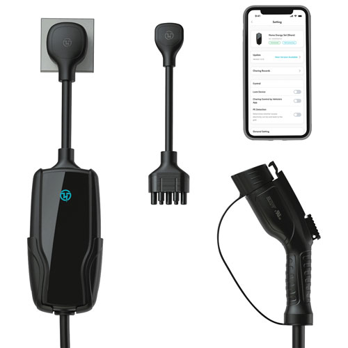 Chargeur de véhicule électrique intelligent portatif de niveau 2 de 32 A Flex-AC Elite de Pion Power - Noir