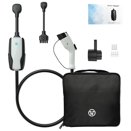 Chargeur de véhicule électrique intelligent portatif de niveau 2 de 40 A Flex-AC Elite de Pion Power - Blanc