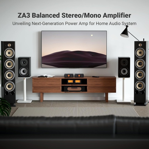 Fosi Audio ZA3 Balanced Stereo or Mono Amplifier Home Mini Desktop Audio w/ TPA3255 Chip & Subwoofer Preamp Out & 48V Power Supply