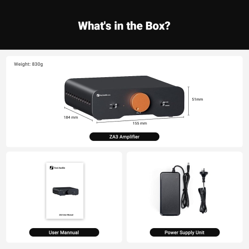 Fosi Audio ZA3 Balanced Stereo or Mono Amplifier Home Mini Desktop Audio w/ TPA3255 Chip & Subwoofer Preamp Out & 48V Power Supply