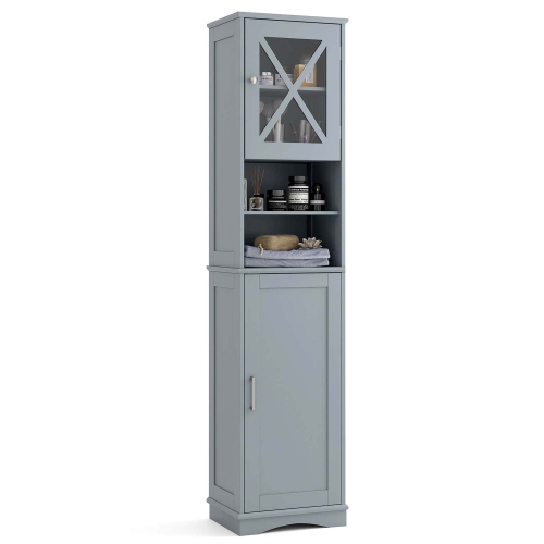 Costway 67" Tall Bathroom Cabinet Freestanding Storage Cabinet with 5 Adjustable Shelves Black/Gray/White