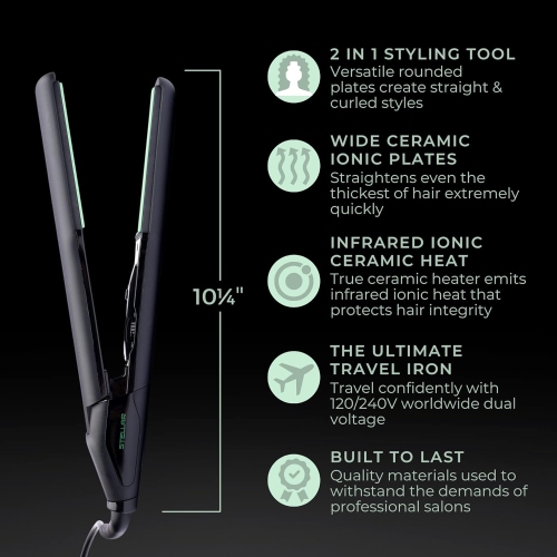 MINT STELLAR CERAMIC 1.25" FLAT IRON AND CURLER 2 IN 1