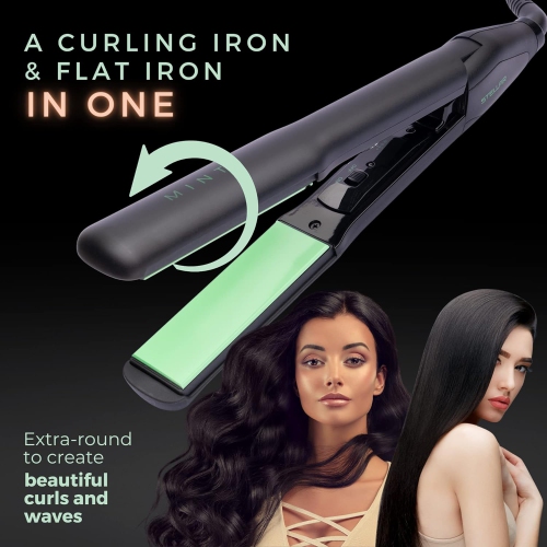 MINT STELLAR CERAMIC 1.25" FLAT IRON AND CURLER 2 IN 1
