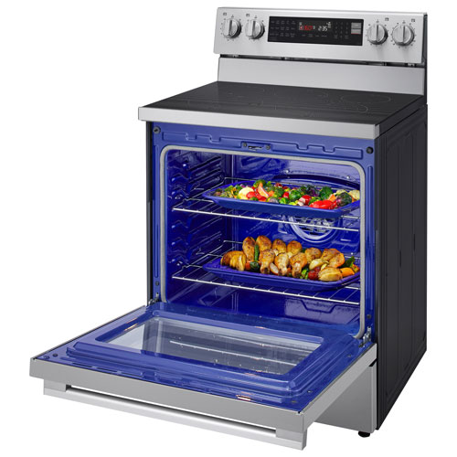 LG 30" 6.3 Cu. Ft. True Convection 5-Element Freestanding Electric Air Fry Range - Stainless Steel