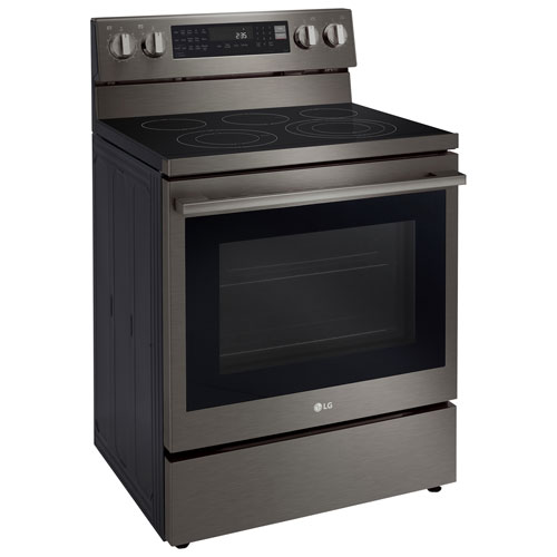 LG 30" 6.3 Cu. Ft. True Convection 5-Element Freestanding Electric Air Fry Range - Black Stainless