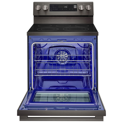 LG 30" 6.3 Cu. Ft. True Convection 5-Element Freestanding Electric Air Fry Range - Black Stainless