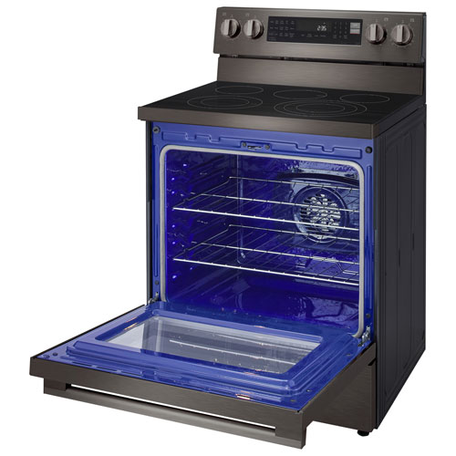 LG 30" 6.3 Cu. Ft. True Convection 5-Element Freestanding Electric Air Fry Range - Black Stainless