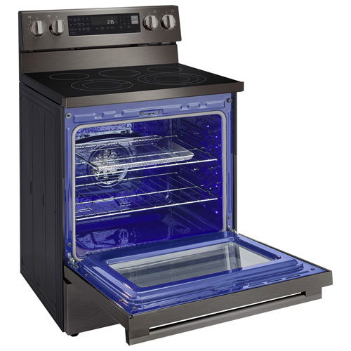 LG 30" 6.3 Cu. Ft. True Convection 5-Element Freestanding Electric Air Fry Range - Black Stainless