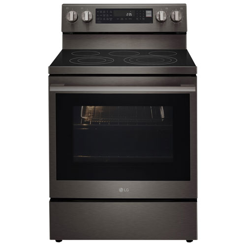 LG 30" 6.3 Cu. Ft. True Convection 5-Element Freestanding Electric Air Fry Range - Black Stainless