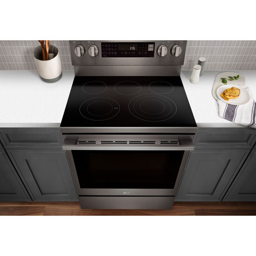 LG 30" 6.3 Cu. Ft. True Convection 5-Element Freestanding Electric Air Fry Range - Black Stainless