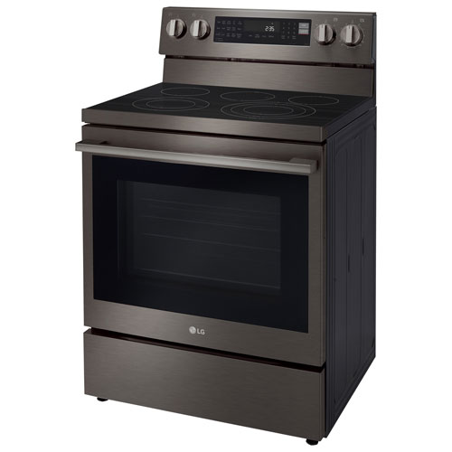 LG 30" 6.3 Cu. Ft. True Convection 5-Element Freestanding Electric Air Fry Range (LREN6325ZE) - Black Stainless