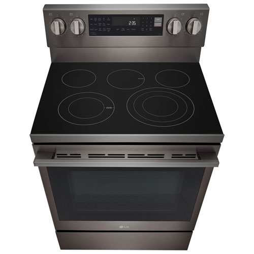 LG 30" 6.3 Cu. Ft. True Convection 5-Element Freestanding Electric Air Fry Range (LREN6325ZE) - Black Stainless