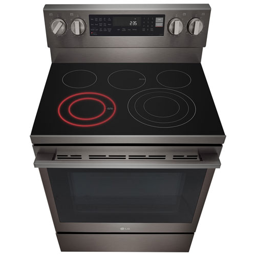LG 30" 6.3 Cu. Ft. True Convection 5-Element Freestanding Electric Air Fry Range (LREN6325ZE) - Black Stainless