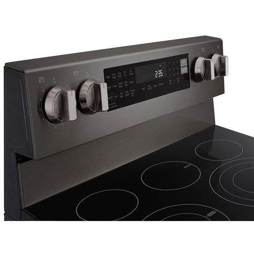 LG 30" 6.3 Cu. Ft. True Convection 5-Element Freestanding Electric Air Fry Range - Black Stainless