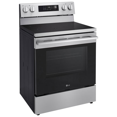 Cuisinière électrique autonome à 5 éléments avec convection véritable et friture à air 6,3 pi³ 30 po de LG - Inox