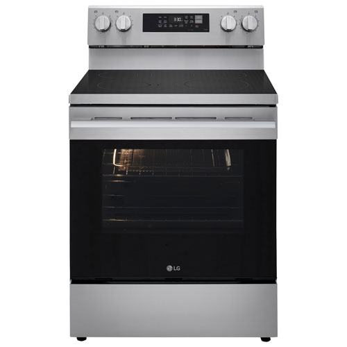 Cuisinière électrique autonome à 5 éléments avec convection véritable et friture à air 6,3 pi³ 30 po de LG - Inox