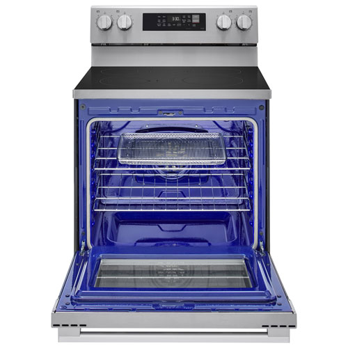 Cuisinière électrique autonome à 5 éléments avec convection véritable et friture à air 6,3 pi³ 30 po de LG - Inox