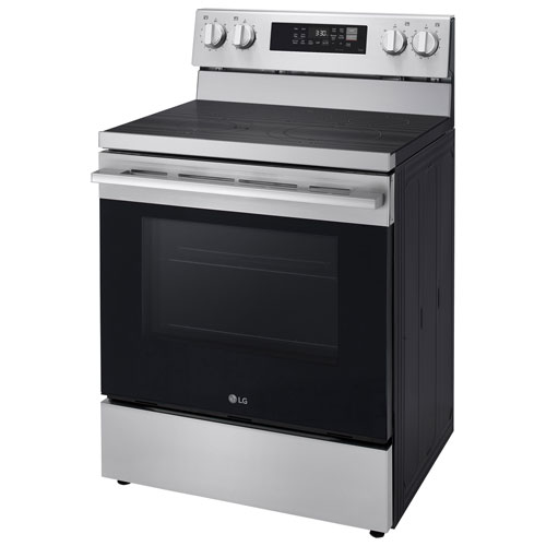 Cuisinière électrique autonome à 5 éléments avec convection véritable et friture à air 6,3 pi³ 30 po de LG - Inox