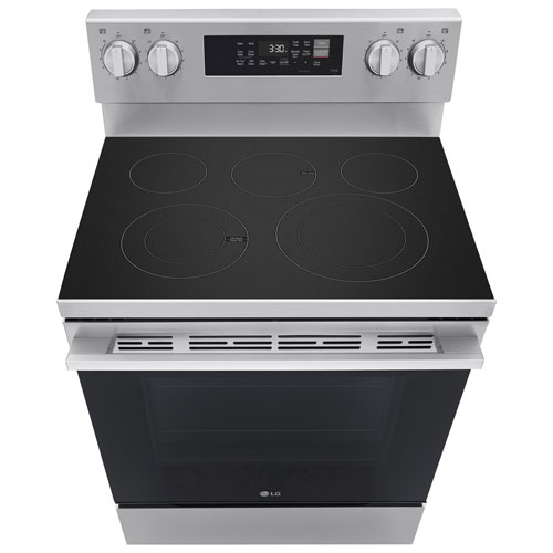 Cuisinière électrique autonome à 5 éléments avec convection véritable et friture à air 6,3 pi³ 30 po de LG - Inox