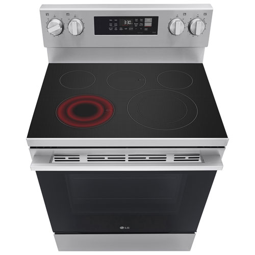 Cuisinière électrique autonome à 5 éléments avec convection véritable et friture à air 6,3 pi³ 30 po de LG - Inox
