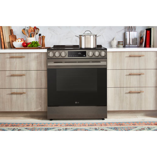 LG 30" 6.3 Cu. Ft. Fan Convection 5-Element Slide-In Electric Air Fry Range (LSEL6333ZE) - Black Stainless Steel