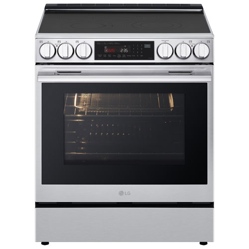 Cuisinière électrique encastrable à 5 éléments avec convection véritable et friture à l'air 6,3 pi³ 30 po de LG - Inox