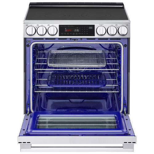 Cuisinière électrique encastrable à 5 éléments avec convection véritable et friture à l'air 6,3 pi³ 30 po de LG - Inox