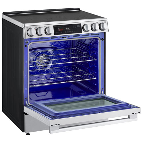 Cuisinière électrique encastrable à 5 éléments avec convection véritable et friture à l'air 6,3 pi³ 30 po de LG - Inox