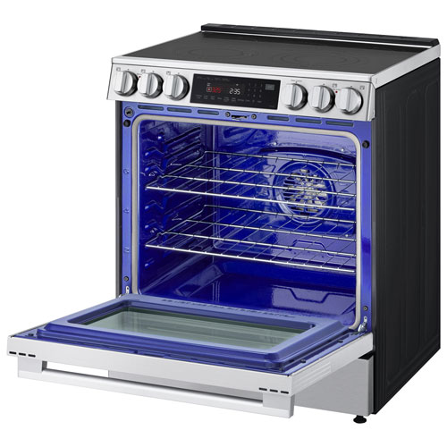 Cuisinière électrique encastrable à 5 éléments avec convection véritable et friture à l'air 6,3 pi³ 30 po de LG - Inox