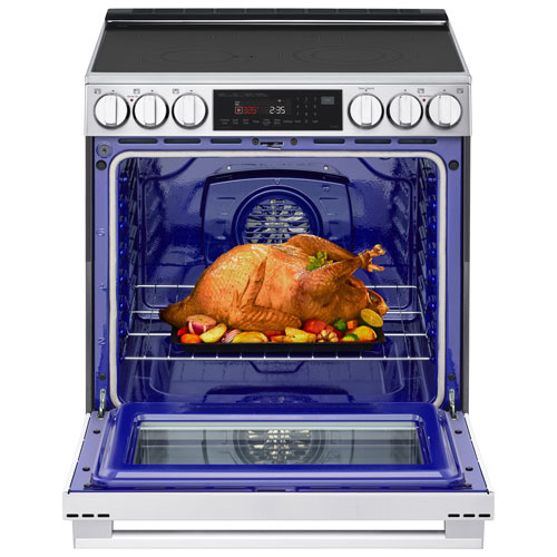 Cuisinière électrique encastrable à 5 éléments avec convection véritable et friture à l'air 6,3 pi³ 30 po de LG - Inox