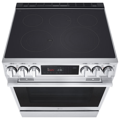 Cuisinière électrique encastrable à 5 éléments avec convection véritable et friture à l'air 6,3 pi³ 30 po de LG - Inox