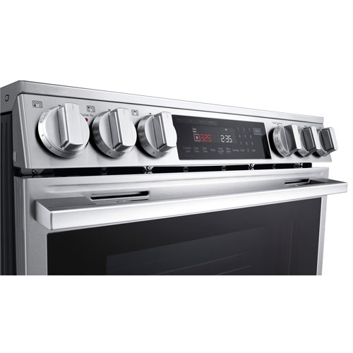 Cuisinière électrique encastrable à 5 éléments avec convection véritable et friture à l'air 6,3 pi³ 30 po de LG - Inox