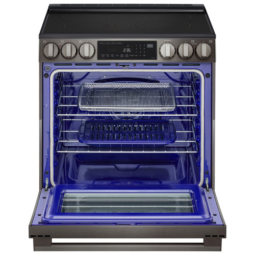 LG 30" 6.3 Cu. Ft. True Convection 5-Element Slide-In Electric Air Fry Range (LSEL6335ZE) - Black Stainless Steel