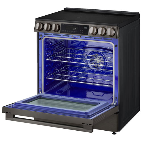 LG 30" 6.3 Cu. Ft. True Convection 5-Element Slide-In Electric Air Fry Range (LSEL6335ZE) - Black Stainless Steel