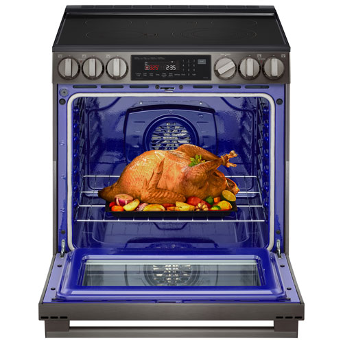 LG 30" 6.3 Cu. Ft. True Convection 5-Element Slide-In Electric Air Fry Range (LSEL6335ZE) - Black Stainless Steel