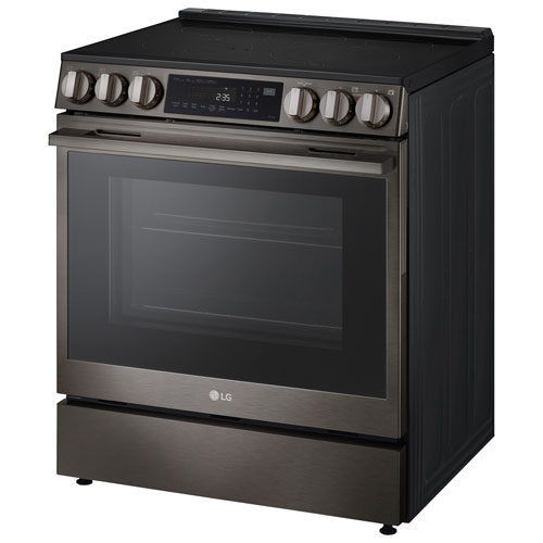 LG 30" 6.3 Cu. Ft. True Convection 5-Element Slide-In Electric Air Fry Range (LSEL6335ZE) - Black Stainless Steel