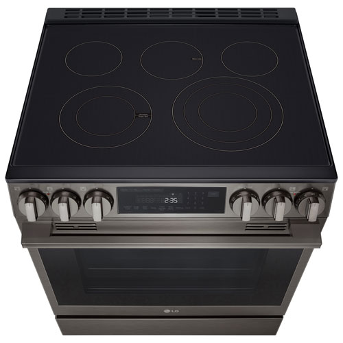 LG 30" 6.3 Cu. Ft. True Convection 5-Element Slide-In Electric Air Fry Range (LSEL6335ZE) - Black Stainless Steel