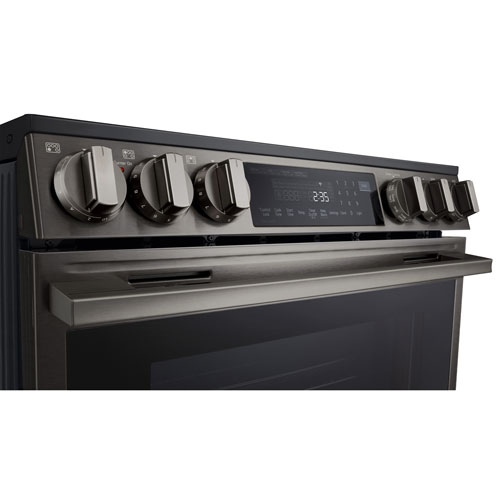 LG 30" 6.3 Cu. Ft. True Convection 5-Element Slide-In Electric Air Fry Range (LSEL6335ZE) - Black Stainless Steel