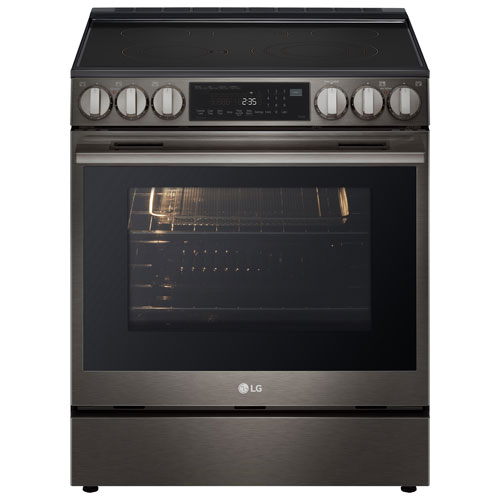LG 30" 6.3 Cu. Ft. True Convection 5-Element Slide-In Electric Air Fry Range (LSEL6335ZE) - Black Stainless Steel