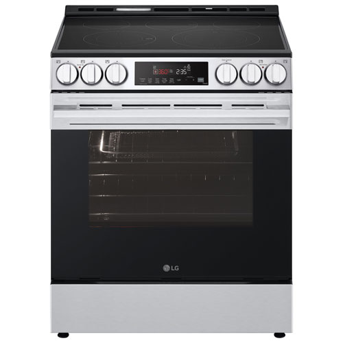 Cuisinière électrique encastrable à 5 éléments avec convection à ventilateur et friture à air chaud 6,3 pi³ 30 po de LG - Inox noir