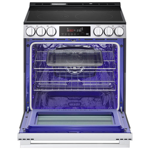 Cuisinière électrique encastrable à 5 éléments avec convection à ventilateur et friture à air chaud 6,3 pi³ 30 po de LG - Inox noir