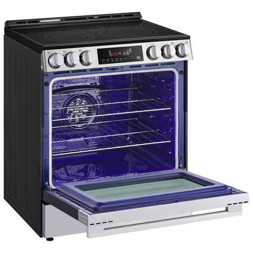 Cuisinière électrique encastrable à 5 éléments avec convection à ventilateur et friture à air chaud 6,3 pi³ 30 po de LG - Inox noir