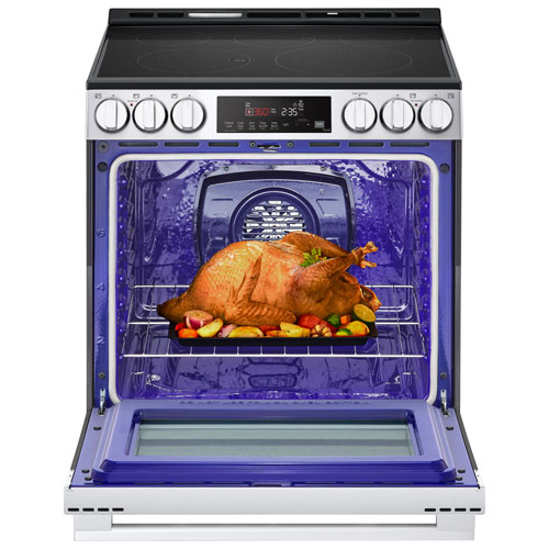 Cuisinière électrique encastrable à 5 éléments avec convection à ventilateur et friture à air chaud 6,3 pi³ 30 po de LG - Inox noir