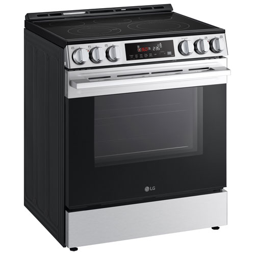 Cuisinière électrique encastrable à 5 éléments avec convection à ventilateur et friture à air chaud 6,3 pi³ 30 po de LG - Inox noir