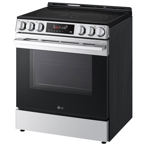 Cuisinière électrique encastrable à 5 éléments avec convection à ventilateur et friture à air chaud 6,3 pi³ 30 po de LG - Inox noir