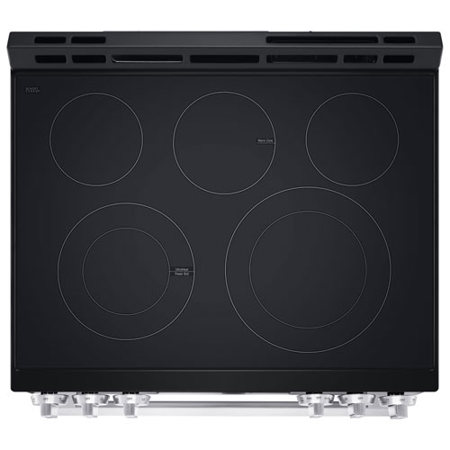 Cuisinière électrique encastrable à 5 éléments avec convection à ventilateur et friture à air chaud 6,3 pi³ 30 po de LG - Inox noir