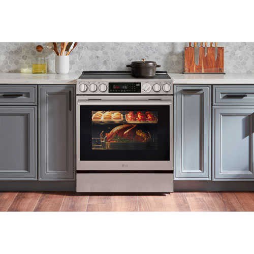 LG 30" 6.3 Cu. Ft. True Convection 5-Element Slide-In Electric Air Fry Range (LSEL6337XE) - Stainless Steel